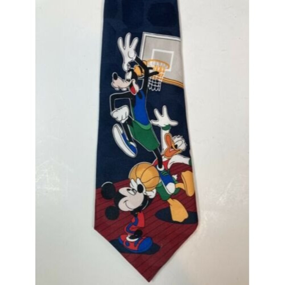MICKEY UNLIMITED Mickey & Friends Playing Basketball Men's Tie EUC